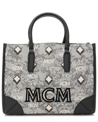 Pre-owned Mcm Black Monogram Jacquard Small Tote (authentic Pre-loved)