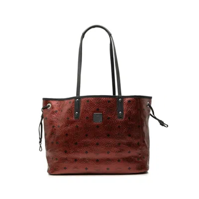 Pre-owned Mcm Black Multi-color Red Color Leather Pouch Shoulder Bag Tote Bag () In Black, Multi-color, Red Color