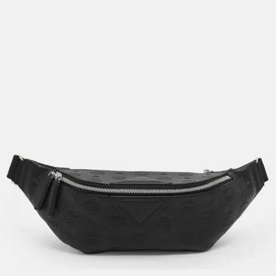 Pre-owned Mcm Black Ottomar Monogram Leather Fursten Belt Bag
