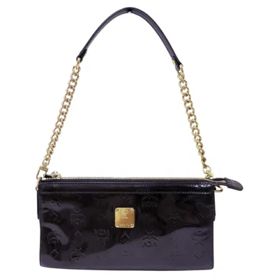 Pre-owned Mcm Black Patent Leather Visetos Monogram Small Shoulder Bag