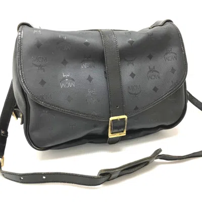 Pre-owned Mcm Black Pvc Leather Messenger Bag Shoulder Bag ()