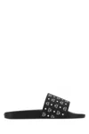 Mcm Monogram Print Rubber Slides In Bk