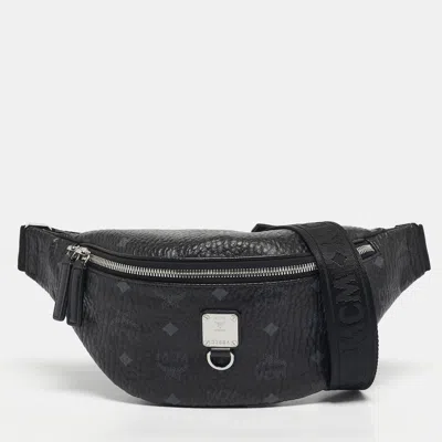 Pre-owned Mcm Black Visetos Coated Canvas Fursten Belt Bag