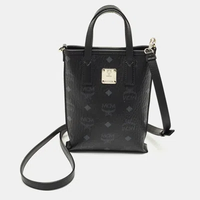 Pre-owned Mcm Black Visetos Coated Canvas Mini Essential Crossbody Bag