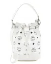 Mcm Black Visetos Dessau Drawstring Mini Bucket Bag (authentic Pre-loved) In White
