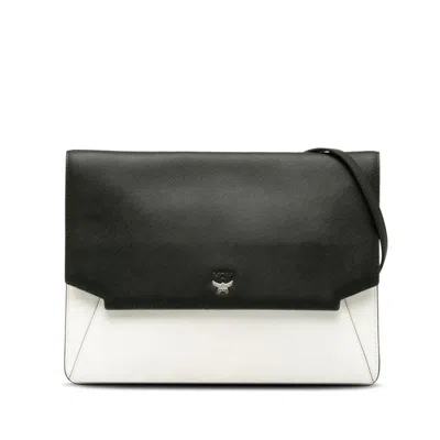 Pre-owned Mcm Black White Leather Shoulder Bag () In Multi