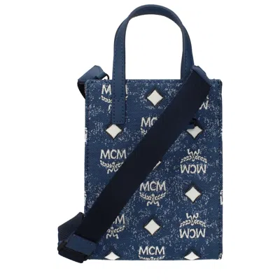 Mcm Blue Fabric Handbag