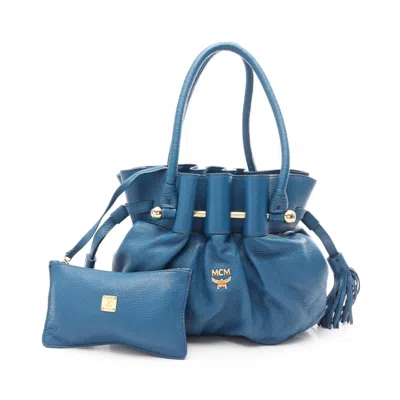 Pre-owned Mcm Blue Leather Handbag Pouch Shoulder Bag ()