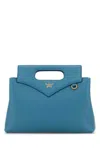 Mcm Turquoise Leather Mini Soft Diamond Handbag In Blue