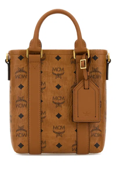 Mcm Printed Canvas Mini Aren Bucket Bag In Brown