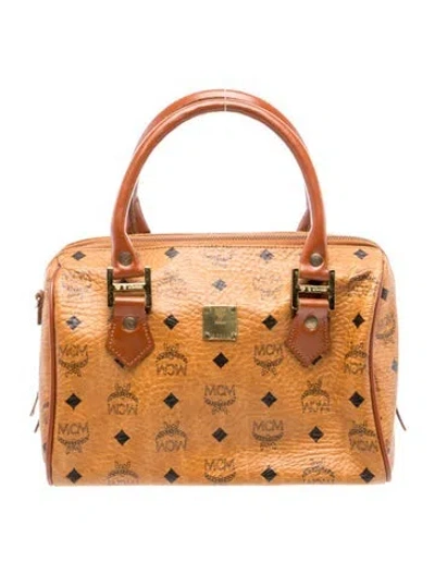 Pre-owned Mcm Boston Satchel Vintage In Brown