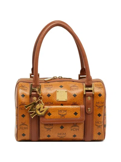 Pre-owned Mcm Boston Visetos Tote Bag In Brown