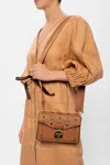 Mcm Small Millie Visetos Water Resistant Leather Crossbody Bag In Brown