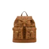 Mcm Canvas Backpack With Leather Trim And Front Pockets