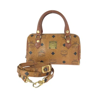 Pre-owned Mcm Brown Camel Pvc Handbag Shoulder Bag () In Brown, Camel