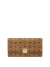 Mcm Monogram-pattern Clutch Bag In Brown