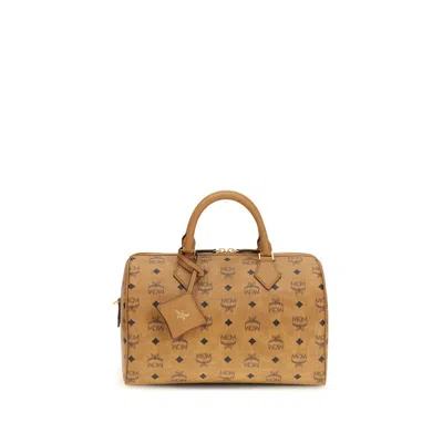 Mcm Ella Printed Canvas Handbag In Brown