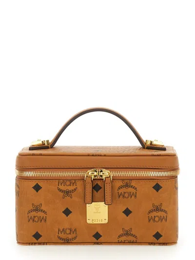 Mcm Brown Handbag With Signature Logo Pattern