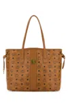 Mcm Reversible Small Tote Bag With Monogram Print In Brown