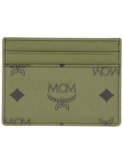 Mcm Brown Polyurethane Cotton Wallet In Green
