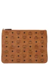 Mcm Monogram Pattern Canvas Pouch Rectangular Shape In Multi