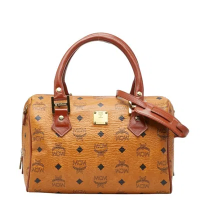 Pre-owned Mcm Brown Pvc Leather Boston Bag Handbag ()