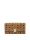 Mcm Monogram-pattern Clutch Bag In Brown