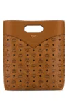 Mcm Man Printed Canvas Shopping Bag In Brown