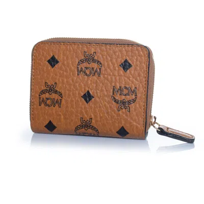 Mcm , Brown Zip Around Wallet In Monogram