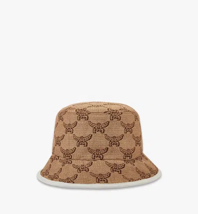 Mcm Bucket Hat In Lauretos Raffia Jacquard In Brown