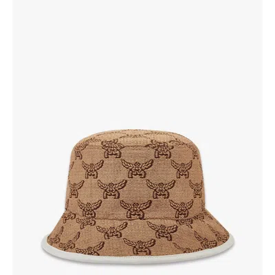 Mcm Bucket Hat In Lauretos Raffia Jacquard In Brown