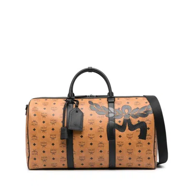 Mcm Men's Ottomar Mega Laurel Large Canvas Weekender Bag In Brown