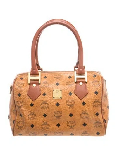 Pre-owned Mcm Calf Leather Top Handle Bag In Brown
