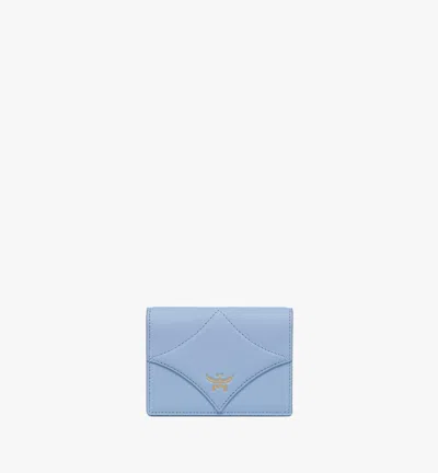 Mcm Calfskin Diamond Snap Wallet In Blue