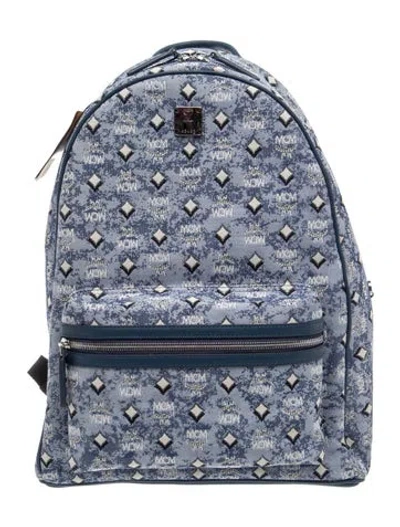 Pre-owned Mcm Canvas Backpack In Blue