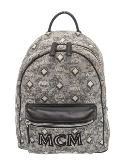 Pre-owned Mcm Canvas Backpack In Gray