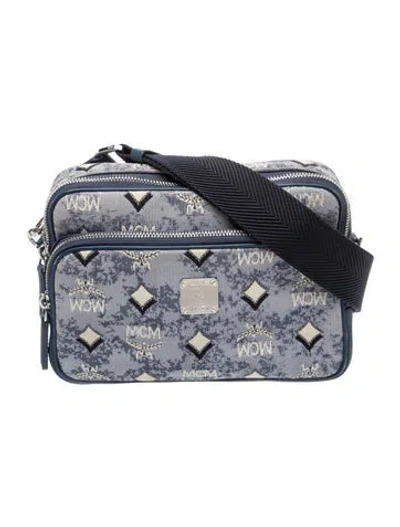 Pre-owned Mcm Canvas Crossbody Bag In Blue