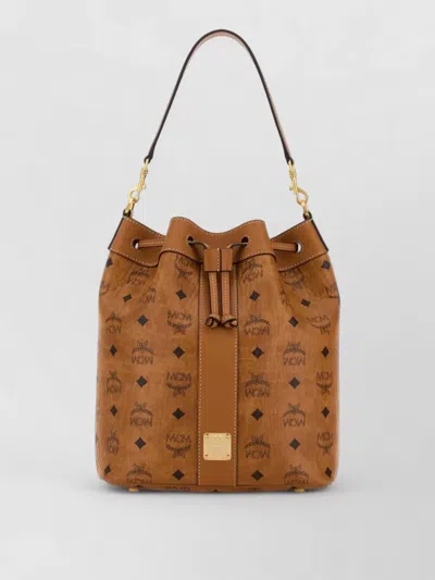 Mcm Canvas Dessau Bucket Shoulder Bag Top Handle In Brown