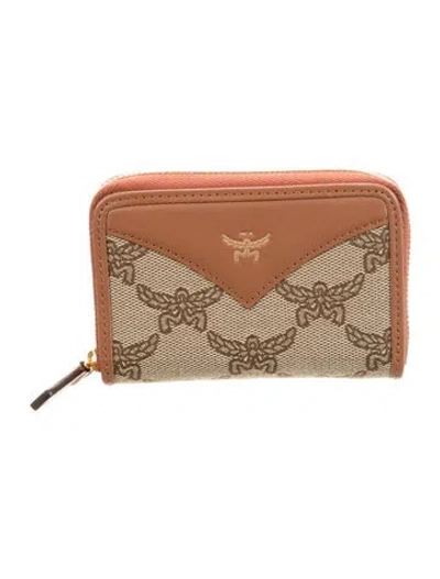 Pre-owned Mcm Canvas Graphic Print Coin Pouch In Brown