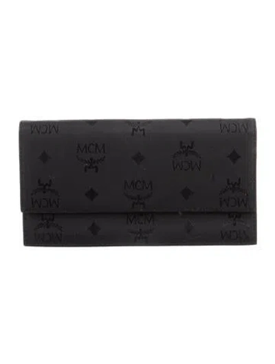 Pre-owned Mcm Canvas Graphic Print Continental Wallet In Black