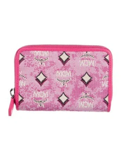 Pre-owned Mcm Canvas Graphic Print Continental Wallet In Pink