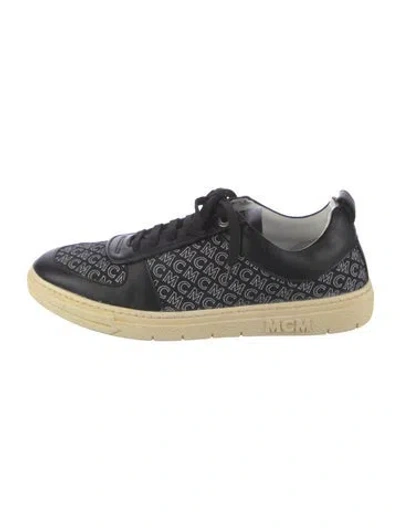 Pre-owned Mcm Canvas Graphic Print Sneakers In Black