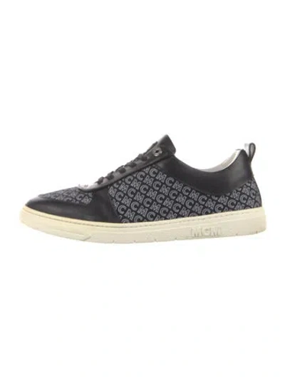 Pre-owned Mcm Canvas Graphic Print Sneakers In Blue