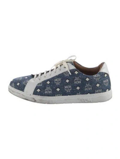 Pre-owned Mcm Canvas Graphic Print Sneakers In Blue