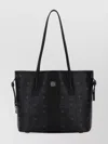 Mcm Canvas Liz Shopping Bag With Logo Pattern In Black