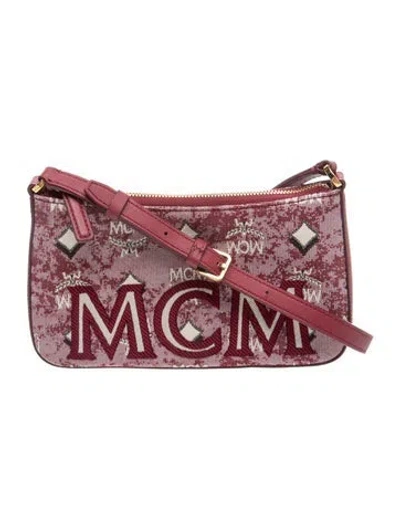 Pre-owned Mcm Canvas Messenger Bag In Red