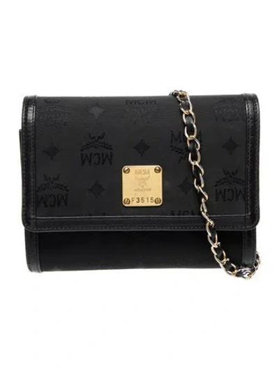 Pre-owned Mcm Canvas Portfolio Vintage In Black