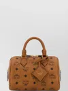 Mcm Canvas Printed Handbag With Detachable Tag And Top Handles
