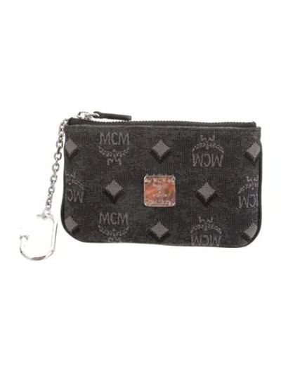 Pre-owned Mcm Canvas Printed Pouch W/ Tags In Gray