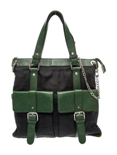 Pre-owned Mcm Canvas Shoulder Bag In Green